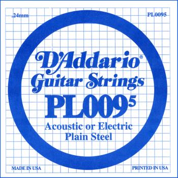 D'Addario PL0095 Plain Steel Guitar Single String, .0095