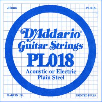 D'Addario PL018 Plain Steel Guitar Single String, .018