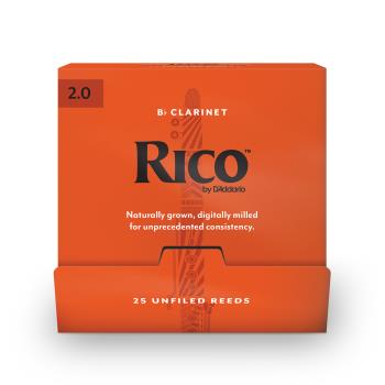 Woodwinds RCA0120-B25 Rico by D'Addario Bb Clarinet Reeds, #2.0, 25-Count Single Reeds