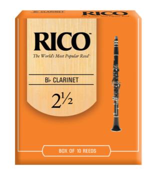 RCA1025 Rico by D'Addario Bb Clarinet Reeds, Strength 2.5, 10-pack