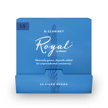 Woodwinds RCB0115-B25 Royal by D'Addario Bb Clarinet Reeds, #1.5, 25-Count Single Reeds
