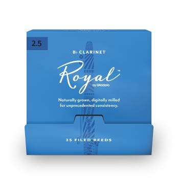 Woodwinds RCB0125-B25 Royal by D'Addario Bb Clarinet Reeds, #2.5, 25-Count Single Reeds