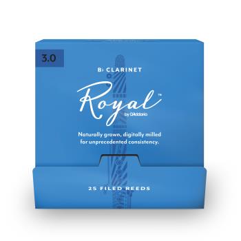 Woodwinds RCB0130-B25 Royal by D'Addario Bb Clarinet Reeds, #3.0, 25-Count Single Reeds
