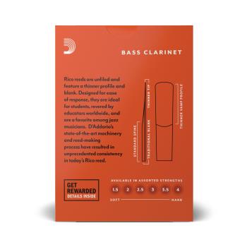 Rico by D'Addario REA1040 Bass Clarinet Reeds, Strength 4 - 10 Pack