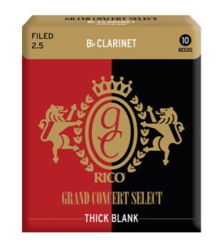 Woodwinds RGT10BCL250 Rico Grand Concert Select Thick Blank Bb Clarinet Reeds, Filed, Strength 2.5, 10 Pack
