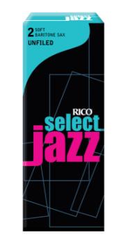 Woodwinds RRS05BSX2S D'Addario Select Jazz Unfiled Baritone Saxophone Reeds, Strength 2 Soft, 5-pack