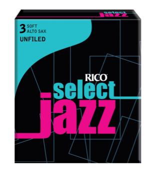 Woodwinds RRS10ASX3S D'Addario Select Jazz Unfiled Alto Saxophone Reeds, Strength 3 Soft, 10-pack