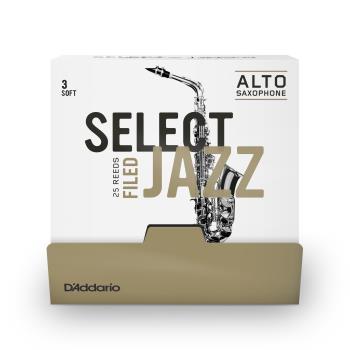 Woodwinds RSF01ASX3S-B25 D'Addario Select Jazz Filed Alto Saxophone Reeds, Strength 3 Soft, 25 Box