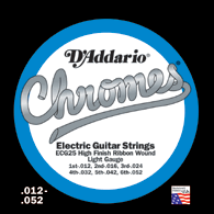 D'Addario ECG25 Chromes Flat Wound Electric Strings, Light, 12-52