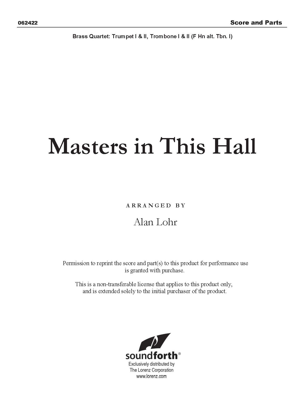 Masters in This Hall [brass quartet] Brass Qrt