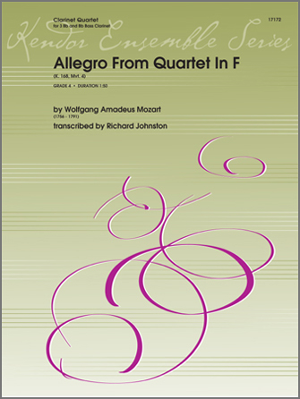 Allegro from Quartet in F [clarinet quartet] Mozart/Johnston Clari Qrt