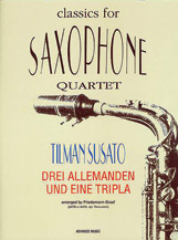 Drei Allemanden und eine Tripla [4 Saxophones SATBar/AATBar Percussion Ad Lib] by Susato Tielman - Graef Friedemann - for Conductor Score and Parts
