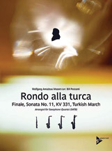 Rondo alla turca [4 Saxophones SATBar] by Mozart Wolfgang Amadeus - Perconti Bill - for Conductor Score and Parts