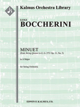 Minuet in A (No. 3 from String Quintet in E, G. 275/ Op. 11, No. 5) [String Orchestra (8.8.5.5.5 in