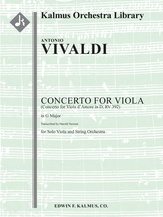 Concerto for Viola in G (Concerto for Viola d'Amore in D, RV 392) [Str (8.8.5.5.5 in set): Solo Viol