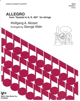 Allegro From String Quartet K464 by Mozart Wolfgang Amadeus - Waln George - for Clarinet Quartet