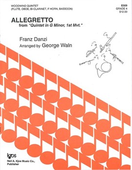 Allegretto From Quintet G Min Opus 56 #2 by Danzi Franz - Waln George - for Woodwind Quintet