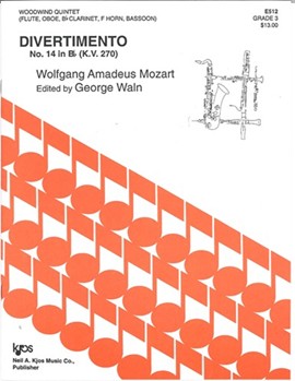 Divertimento #14 In B-flat Kv 270 by Mozart Wolfgang Amadeus - Waln George - for Woodwind Quintet