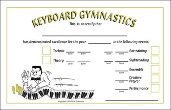KEYBOARD GYMNASTICS 7-EVENT CERFICATE (SET OF 25) by for REFSTEXTS