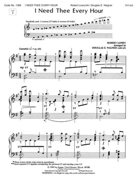 I NEED THEE EVERY HOUR 3-4 Oct. by - Wagner Douglas E - for Handbells 3-4 Octave (I NEED THEE EVERY HO)