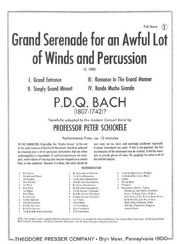 Grand Serenade For An Awful Lot Of... by Bach P.D.Q. - Schickele Peter - for Full Score