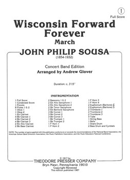 Wisconsin Forward Forever Full Score and Parts by Sousa John Philip - Glover Andrew - for