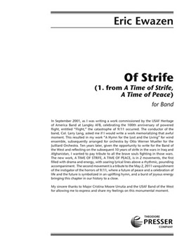 Of Strife (1. From A Time Of Strife A Time Of Peace) For Band by Ewazen Eric for