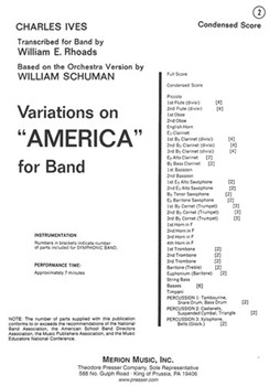 Variations On America by Ives and Schuman - Rhodes W - for Condensed Score