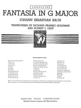 Fantasia In G Major by Bach Johann Sebastian - Goldman and Leist - for Condensed Score