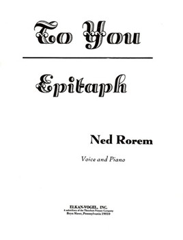 To You/Epitaph by Rorem Ned Anonymous Whitman for