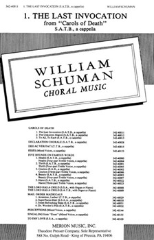 Last Invocation by Schuman W Walt Whitman for SATB a cappella