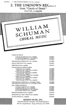 Unknown Region The by Schuman W Walt Whitman for SATB a cappella