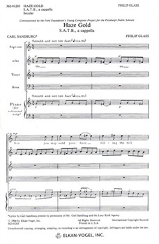 Haze Gold S.A.T.B. a cappella by Glass Philip Carl Sandburg for
