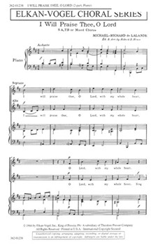 I Will Praise Thee O Lord by Lalande M - Hines Robert - for 2-Part