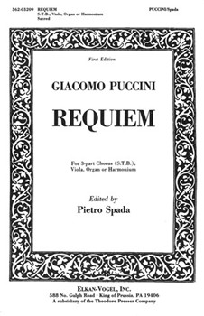 REQUIEM for 3-part Chorus (S.T.B.) Viola Organ or Harmonium by Puccini Giacomo Anonymous for