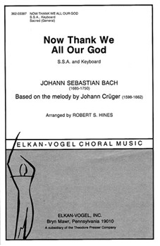 Now Thank We All Our God S.S.A and Keyboard by Bach Johann Sebastian - Robert S. Hines - for