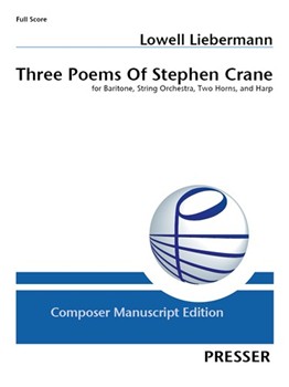 Three Poems Of Stephen Crane For Baritone 2 Horns Harp and Strings by Liebermann Lowell Crane Stephen for
