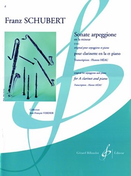 Sonate Arpeggione En La Mineur D 821 Pour Clarinette En La Et Piano by Schubert Franz for