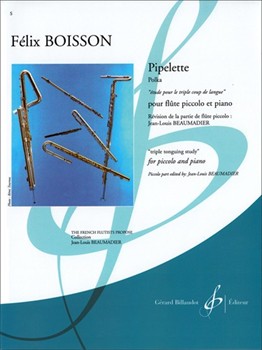 Pipelette Triple Tonguing Study for piccolo and piano by Boisson Felix for