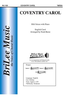 Coventry Carol by English Carol - Reese Noah - Robert Croo for SSA and Piano