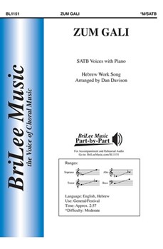 Zum Gali by Israeli Folk Song - Davison Dan - for SATB and Piano
