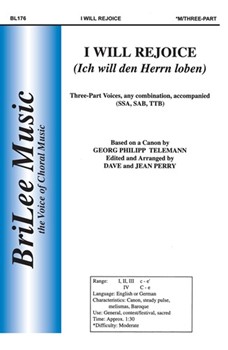 I Will Rejoice by Telemann Georg Philipp - Perry Dave and Jean - for SAB and Piano