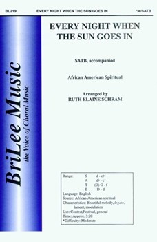 Every Night When The Sun Goes In by Spiritual - Schram Ruth Elaine - for SATB