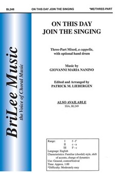 On This Day Join The Singing by Nanino Giovanni - Liebergen Patrick M - for 3-Part Mixed