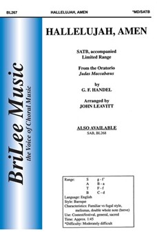 Hallelujah Amen by Handel George Frideric - Leavitt John - for SATB