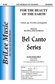 For The Beauty Of The Earth by Schram Ruth Elaine for Unison/2-Part