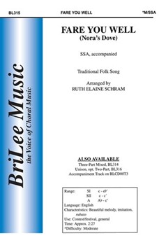 Fare You Well (Nora's Dove) by Traditional - Schram Ruth Elaine - for SSA