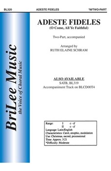 Adeste Fideles (O Come All Ye Faithful) by Schram Ruth Elaine - Schram Ruth Elaine - for 2-Part