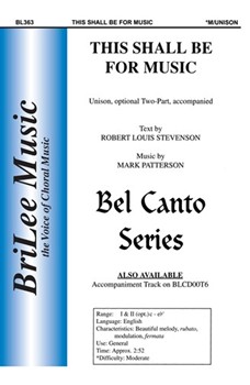 This Shall Be For Music by Patterson Mark Stevenson Robert Lo for Unison/2-Part (On Cd 14185302)