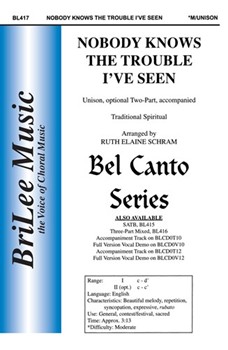 Nobody Knows The Trouble I've Seen by - Schram Ruth Elaine - for Unison/2-Part